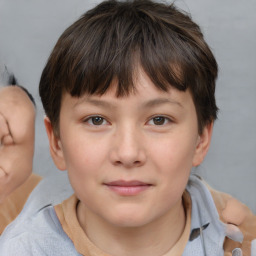 Neutral white young-adult female with short  brown hair and brown eyes