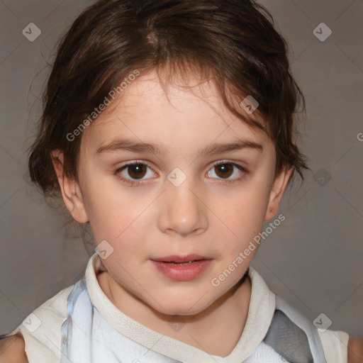 Neutral white child female with medium  brown hair and brown eyes