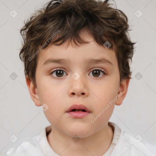 Neutral white child male with short  brown hair and brown eyes