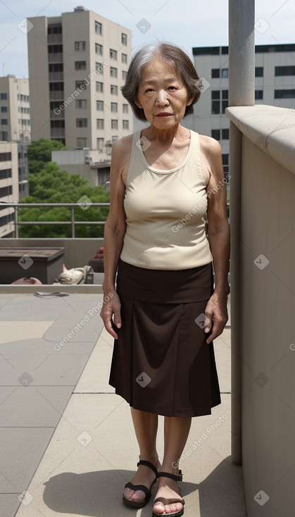 Japanese elderly female with  brown hair