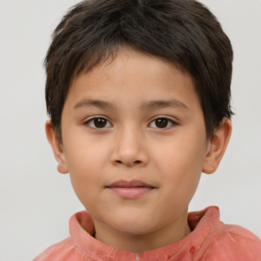 Neutral white child male with short  brown hair and brown eyes