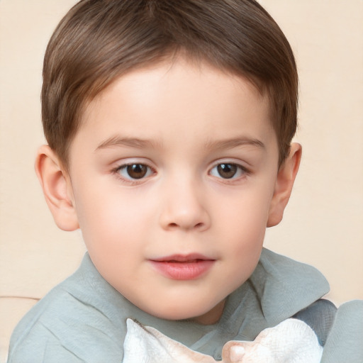 Neutral white child male with short  brown hair and brown eyes