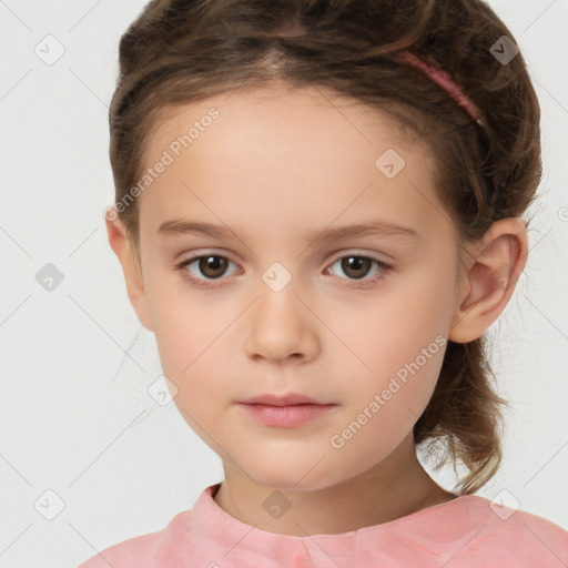 Neutral white child female with short  brown hair and brown eyes