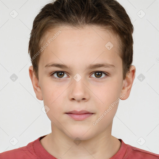 Neutral white child male with short  brown hair and brown eyes