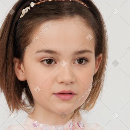 Neutral white child female with medium  brown hair and brown eyes