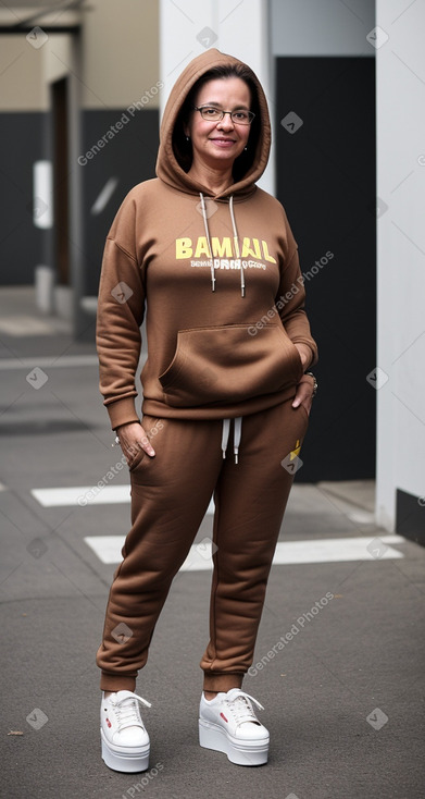 Brazilian middle-aged female with  brown hair