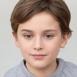 Neutral white child female with short  brown hair and brown eyes