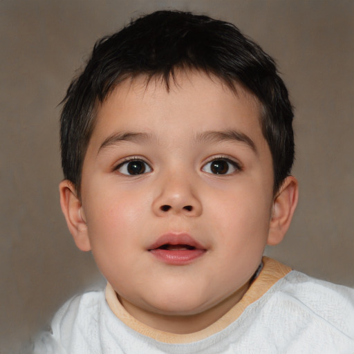 Neutral asian child male with short  brown hair and brown eyes