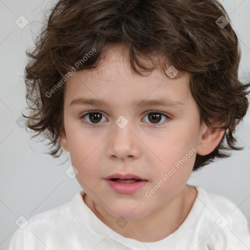 Neutral white child male with medium  brown hair and brown eyes