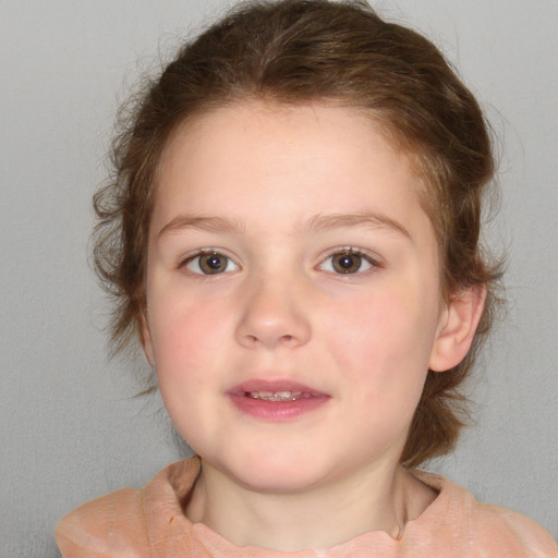 Neutral white child female with medium  brown hair and brown eyes