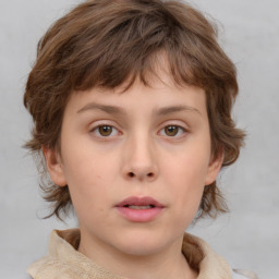 Neutral white child female with medium  brown hair and brown eyes