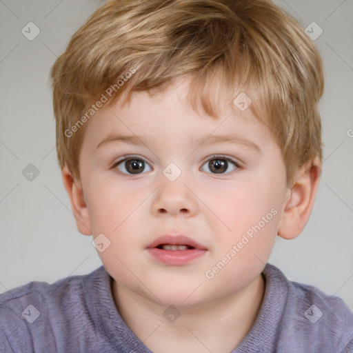 Neutral white child male with short  brown hair and brown eyes