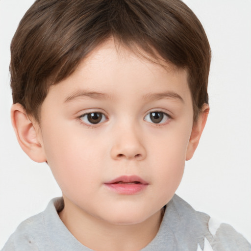 Neutral white child male with short  brown hair and brown eyes