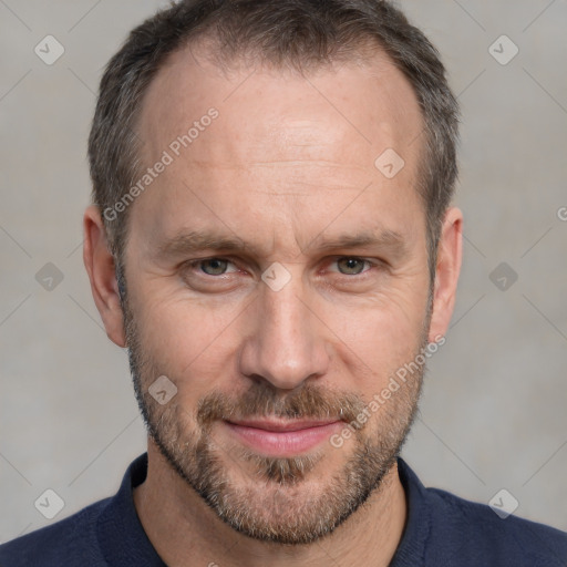 Neutral white adult male with short  brown hair and brown eyes