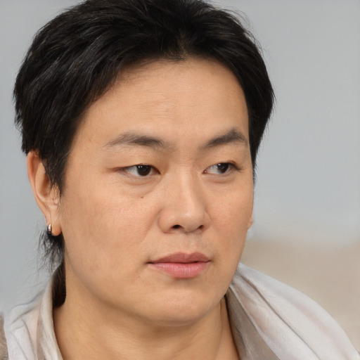 Neutral white adult male with short  brown hair and brown eyes