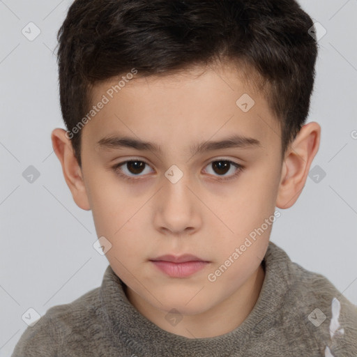 Neutral white child male with short  brown hair and brown eyes