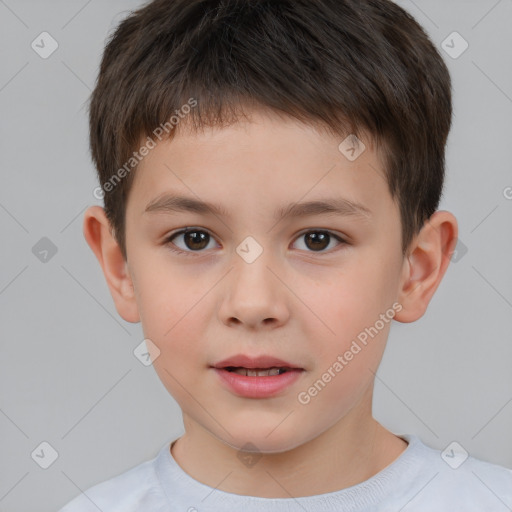 Neutral white child male with short  brown hair and brown eyes