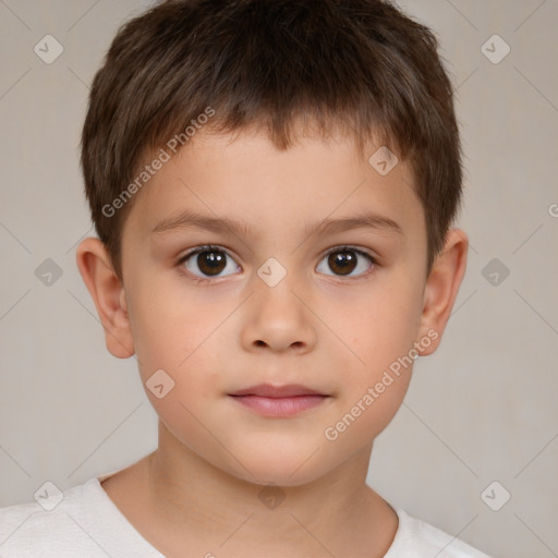 Neutral white child male with short  brown hair and brown eyes