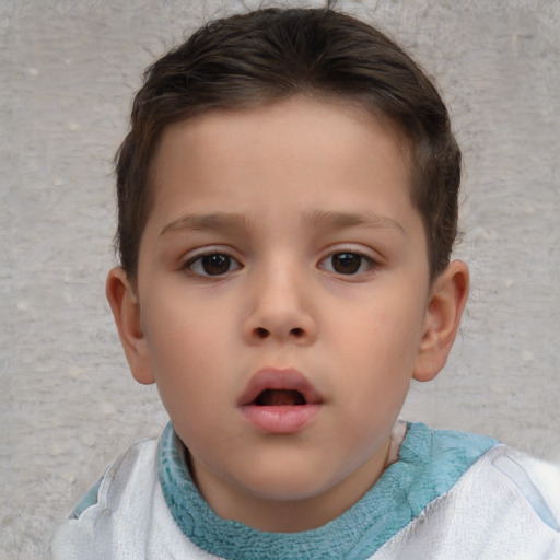 Neutral white child male with short  brown hair and brown eyes