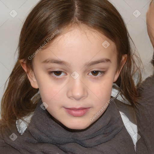 Neutral white child female with medium  brown hair and brown eyes