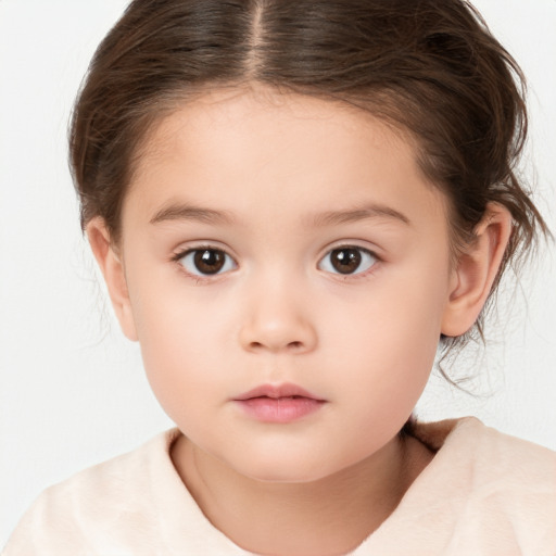 Neutral white child female with medium  brown hair and brown eyes