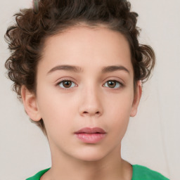 Neutral white young-adult female with medium  brown hair and green eyes