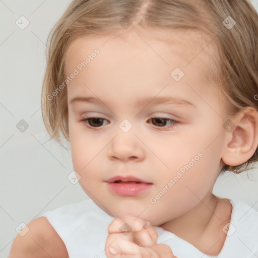 Neutral white child female with medium  brown hair and brown eyes