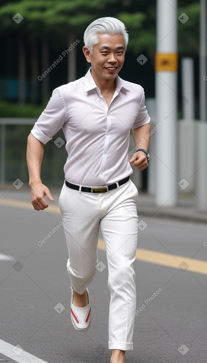 Singaporean adult male with  white hair