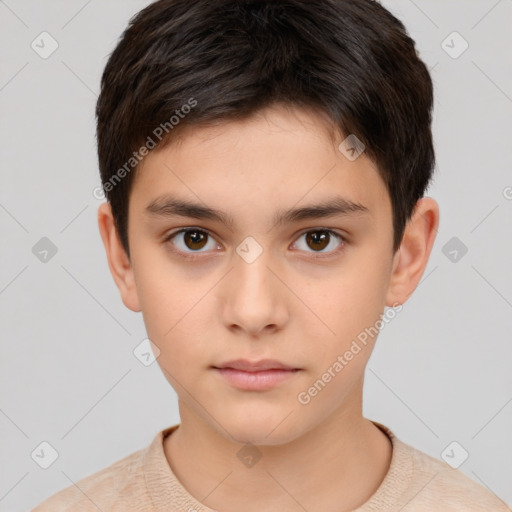 Neutral white child male with short  brown hair and brown eyes