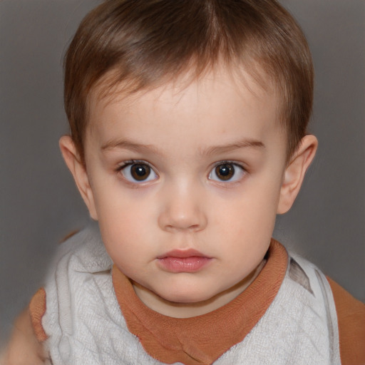 Neutral white child male with short  brown hair and brown eyes