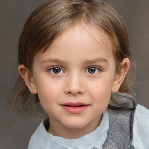 Neutral white child female with medium  brown hair and brown eyes