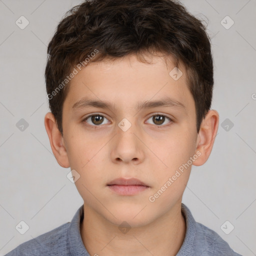 Neutral white child male with short  brown hair and brown eyes