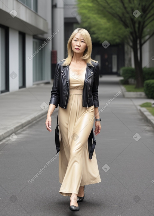 Chinese middle-aged female with  blonde hair