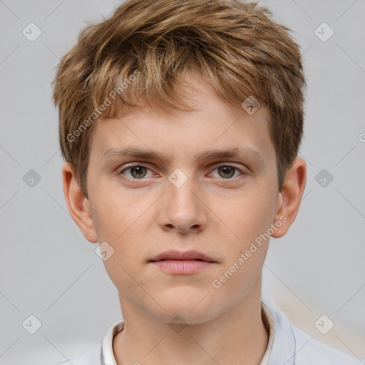 Neutral white child male with short  brown hair and brown eyes