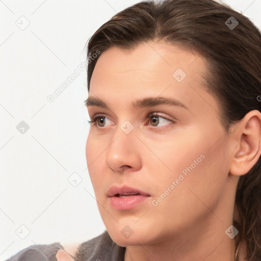 Neutral white young-adult male with medium  brown hair and brown eyes