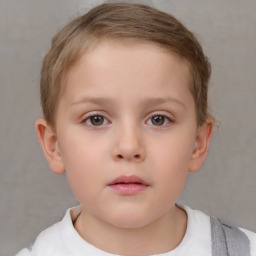 Neutral white child female with short  brown hair and brown eyes