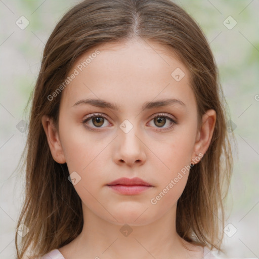 Neutral white child female with medium  brown hair and brown eyes