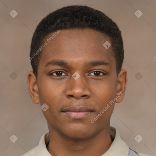 Neutral latino young-adult male with short  brown hair and brown eyes