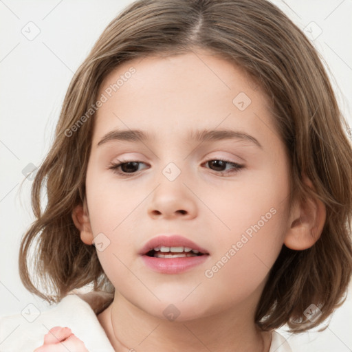 Neutral white child female with medium  brown hair and brown eyes