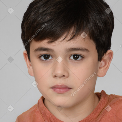 Neutral white child male with short  brown hair and brown eyes