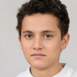 Neutral white child male with short  brown hair and brown eyes