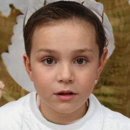 Neutral white child female with short  brown hair and brown eyes