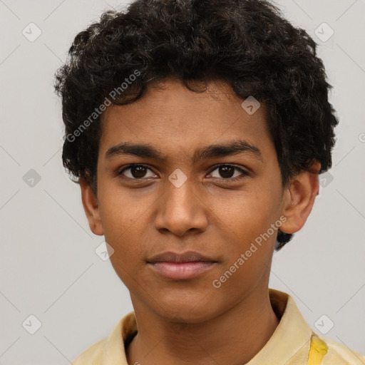 Neutral black young-adult male with short  brown hair and brown eyes