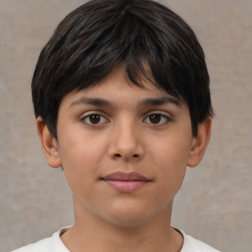 Neutral asian young-adult female with short  brown hair and brown eyes