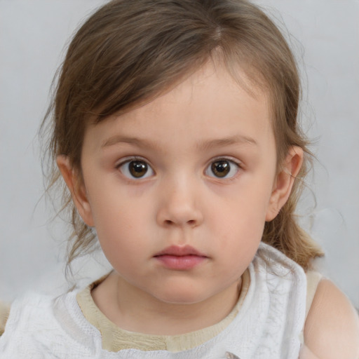 Neutral white child female with medium  brown hair and brown eyes