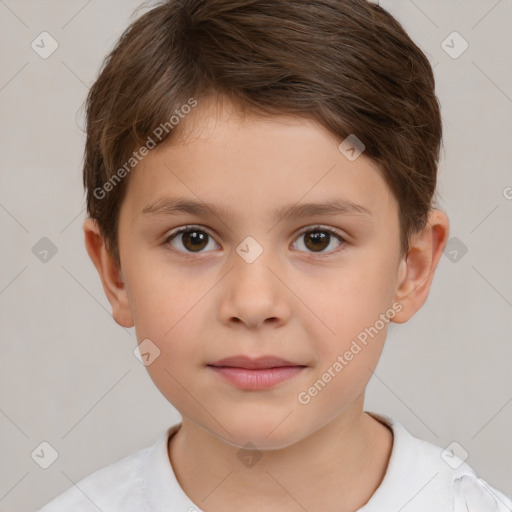 Neutral white child male with short  brown hair and brown eyes