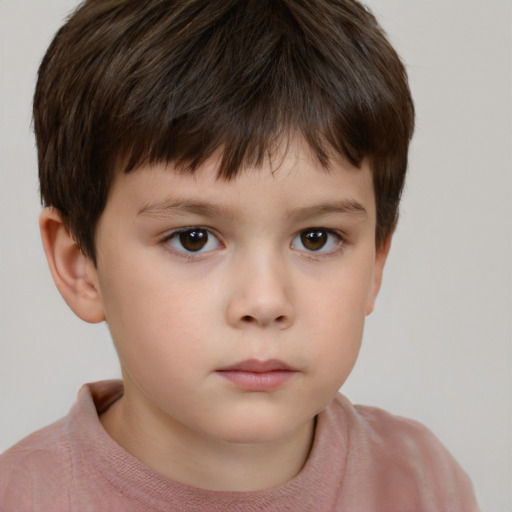 Neutral white child male with short  brown hair and brown eyes