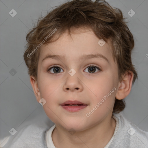 Neutral white child male with short  brown hair and brown eyes