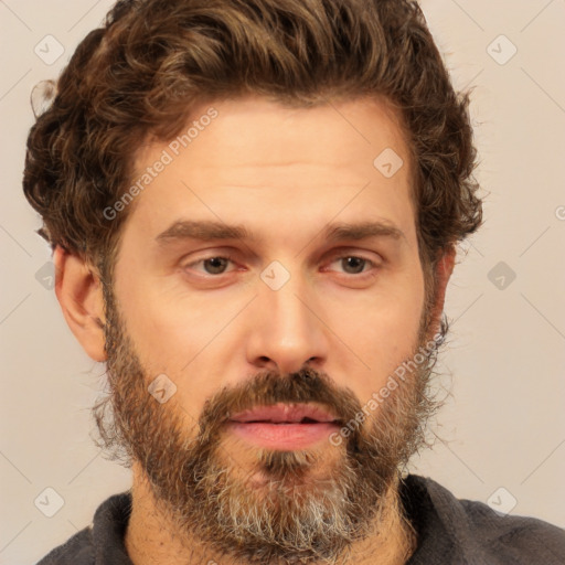 Neutral white adult male with short  brown hair and brown eyes