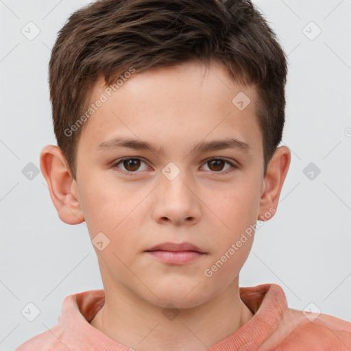 Neutral white child male with short  brown hair and brown eyes